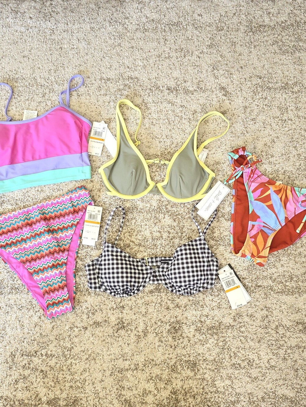 NWT Juniors Salt Cove Bathing Suit Bikini Tops & Bottoms Sz S Mixed LOT
